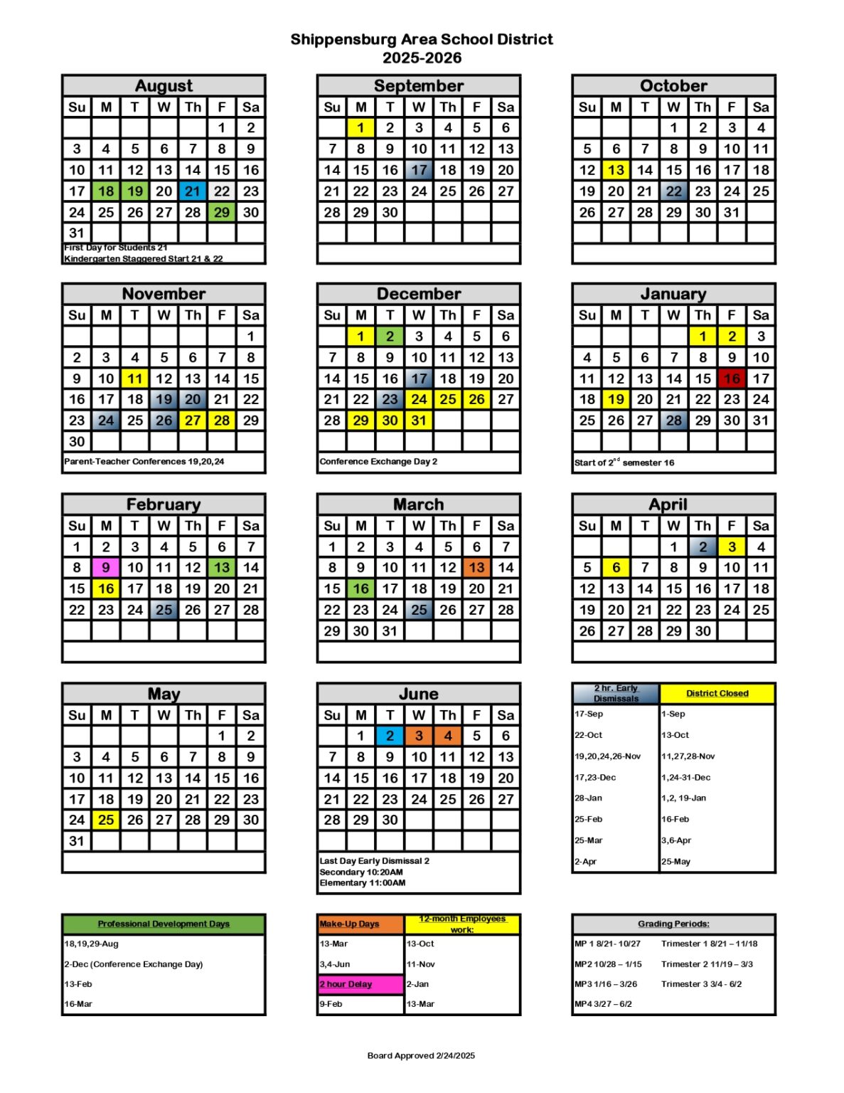 Shippensburg Area School District Calendar 2526 [PDF] revised EduCounty