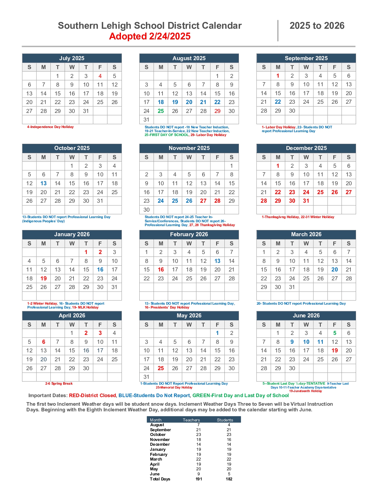Southern Lehigh School District Calendar 24 25 PDF revised EduCounty