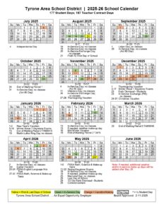 Tyrone Area School District TASD Calendar 25-26 [PDF] - EduCounty