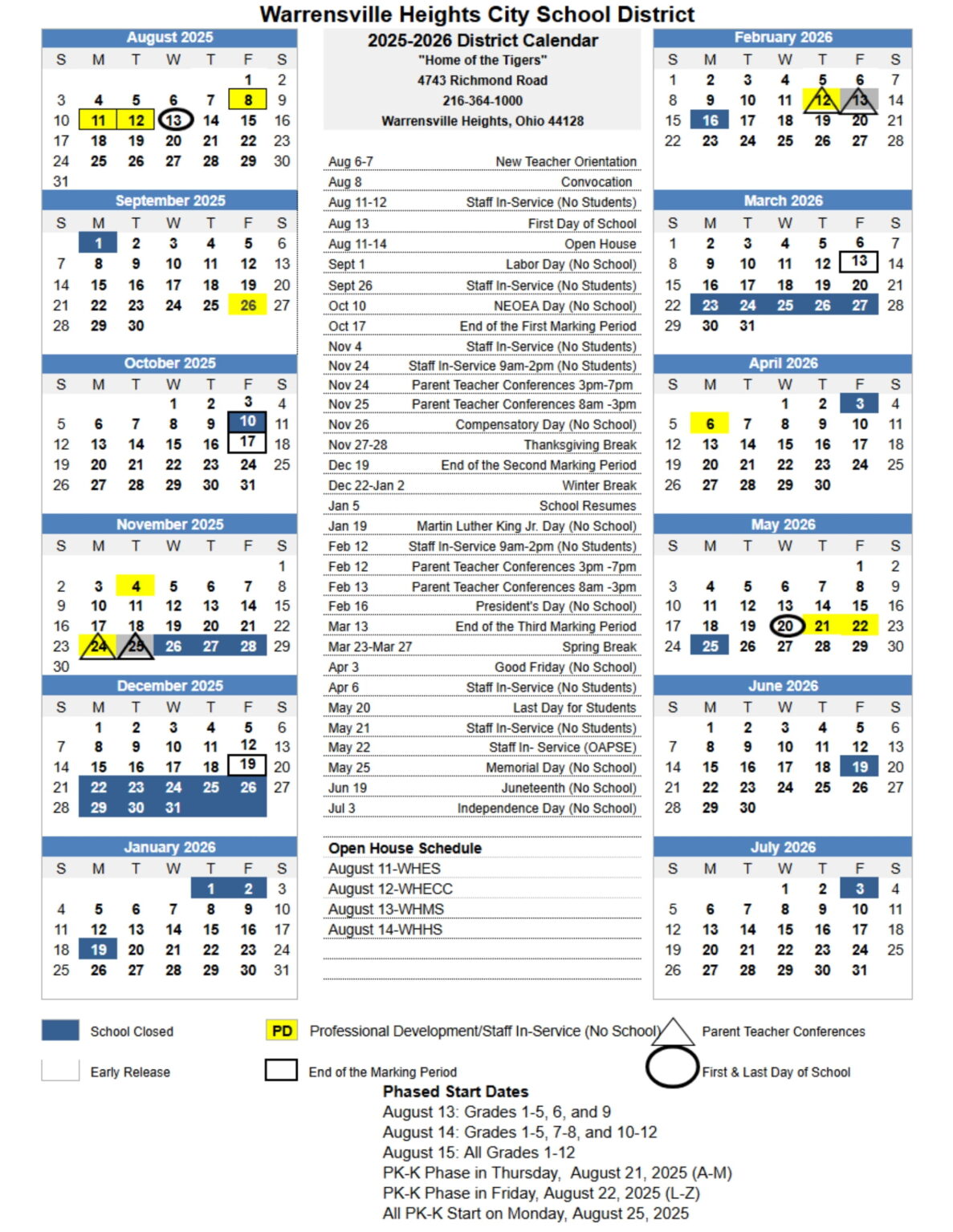Warrensville Heights City School District 25 26 Calendar Revised 