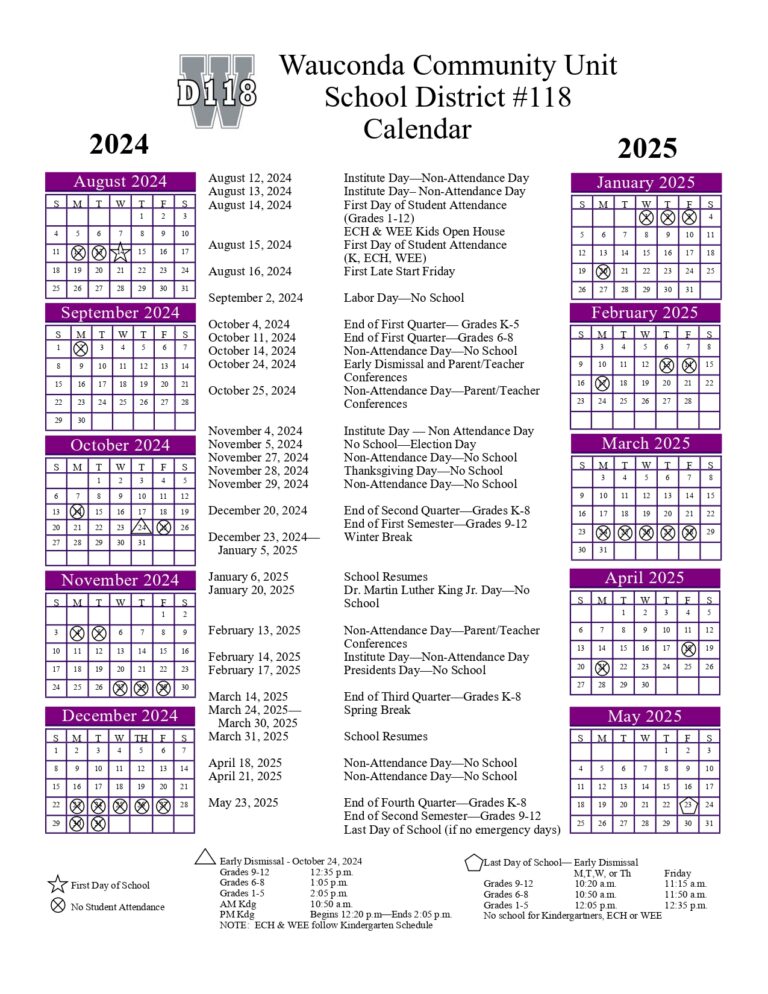 Wauconda Community Unit District D118 Calendar 25 26 revised EduCounty