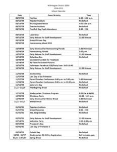 Wilmington District 209U calendar