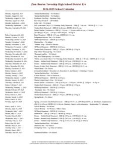 Zion-Benton 126 Calendar