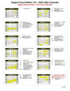 steger school calendar