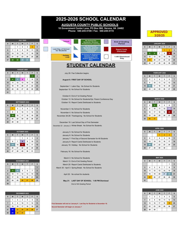 Augusta County Public Schools Calendar 2526 Revised [PDF] EduCounty