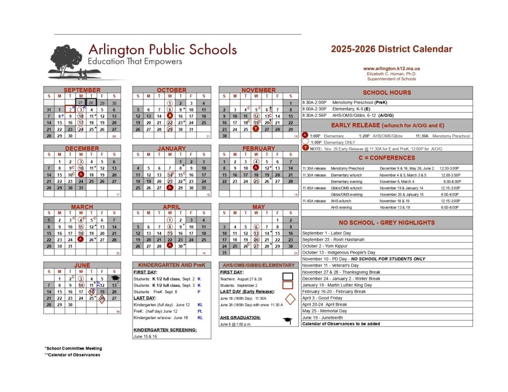 Arlington Public Schools calendar