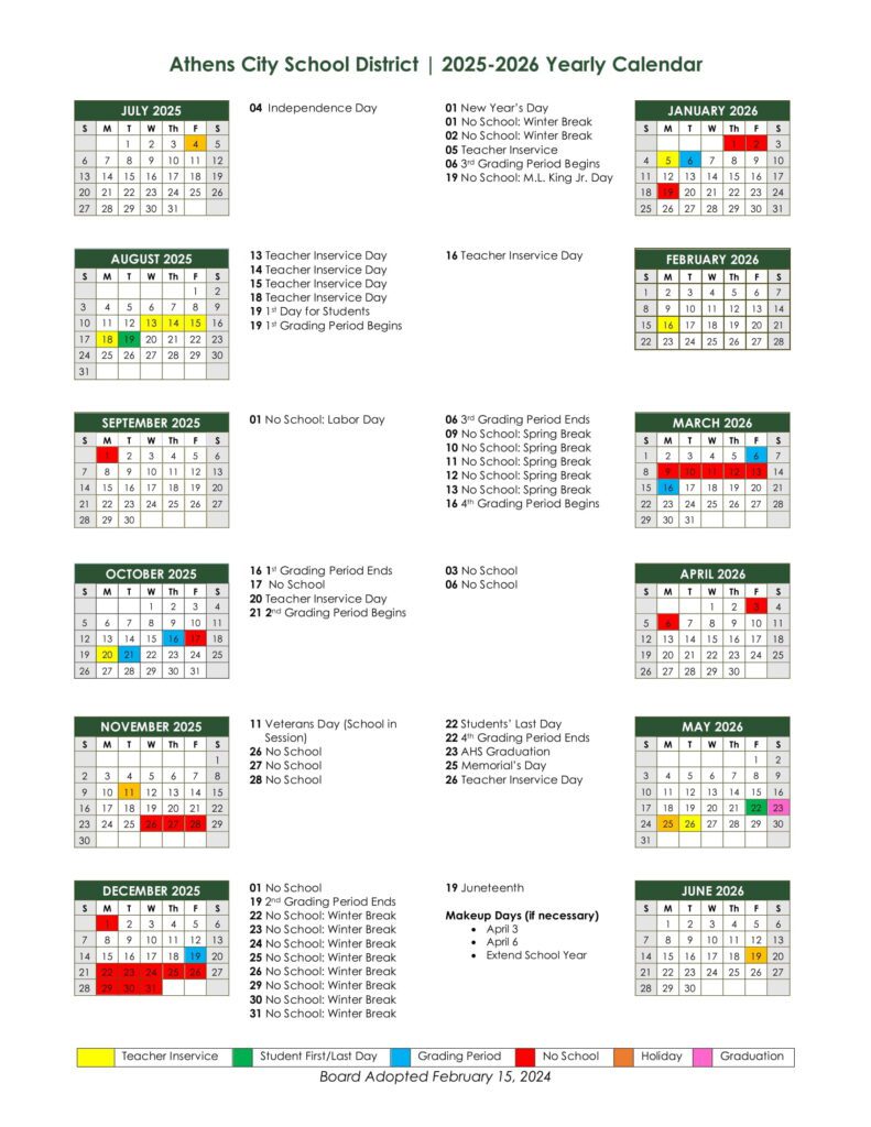 Athens City School Calendar 25 26 Revised PDF EduCounty Athens City School Calendar 25 26 Revised PDF EduCounty