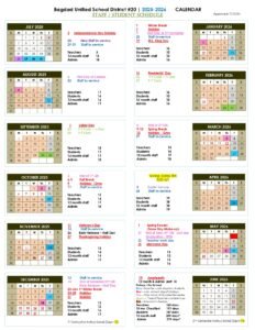 Bagdad Unified School District #20, calendar