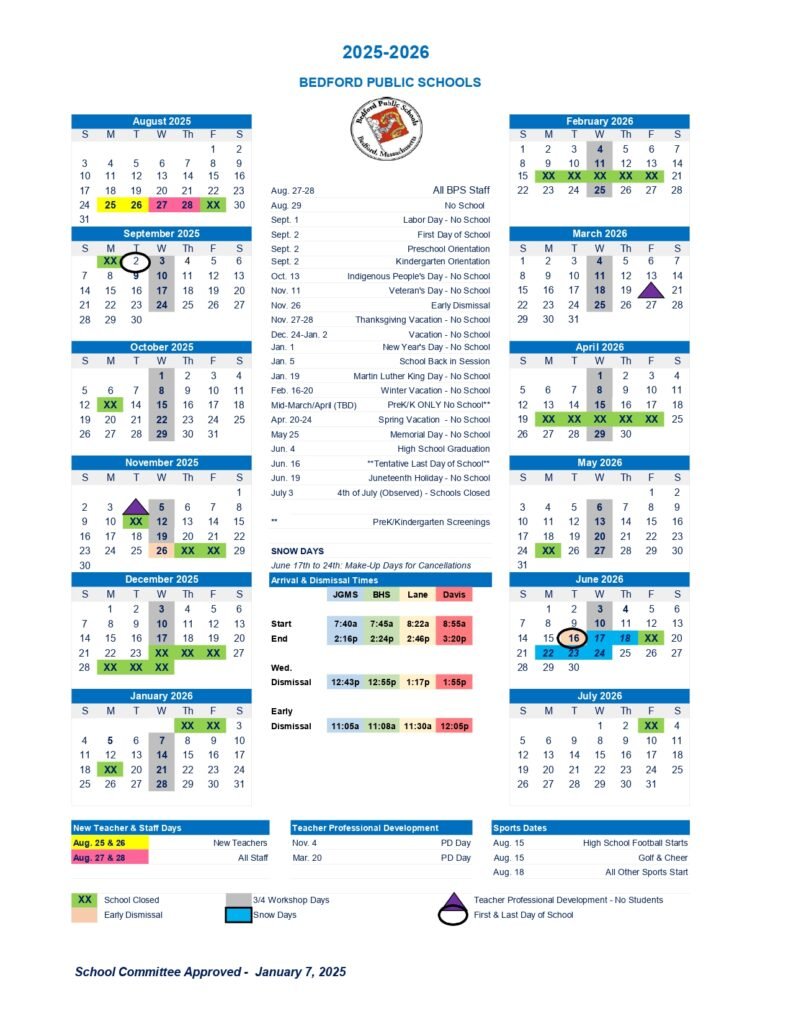Bedford Public Schools,1 calendar