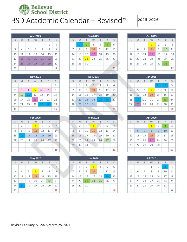 Bellevue School District Calendar 2526 Revised [PDF] EduCounty