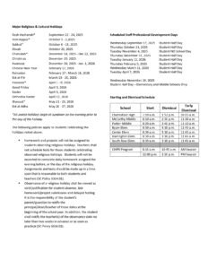 Chelmsford Public Schools CALENDAR
