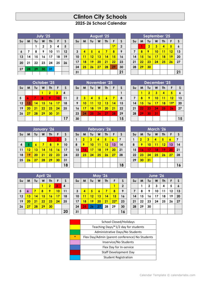 Clinton City Schools TN Calendar 25 26 Revised PDF EduCounty
