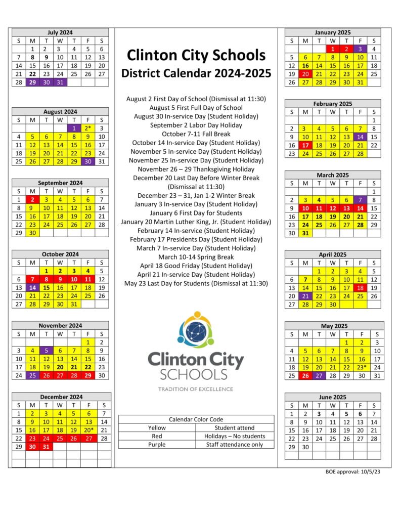 Clinton City Schools calendar