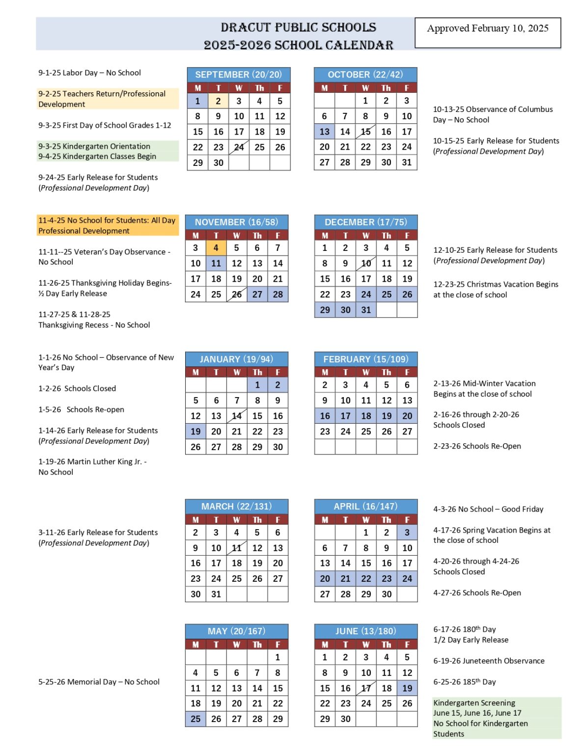 Dracut Public Schools MA Calendar 25-26 Revised [PDF] - EduCounty