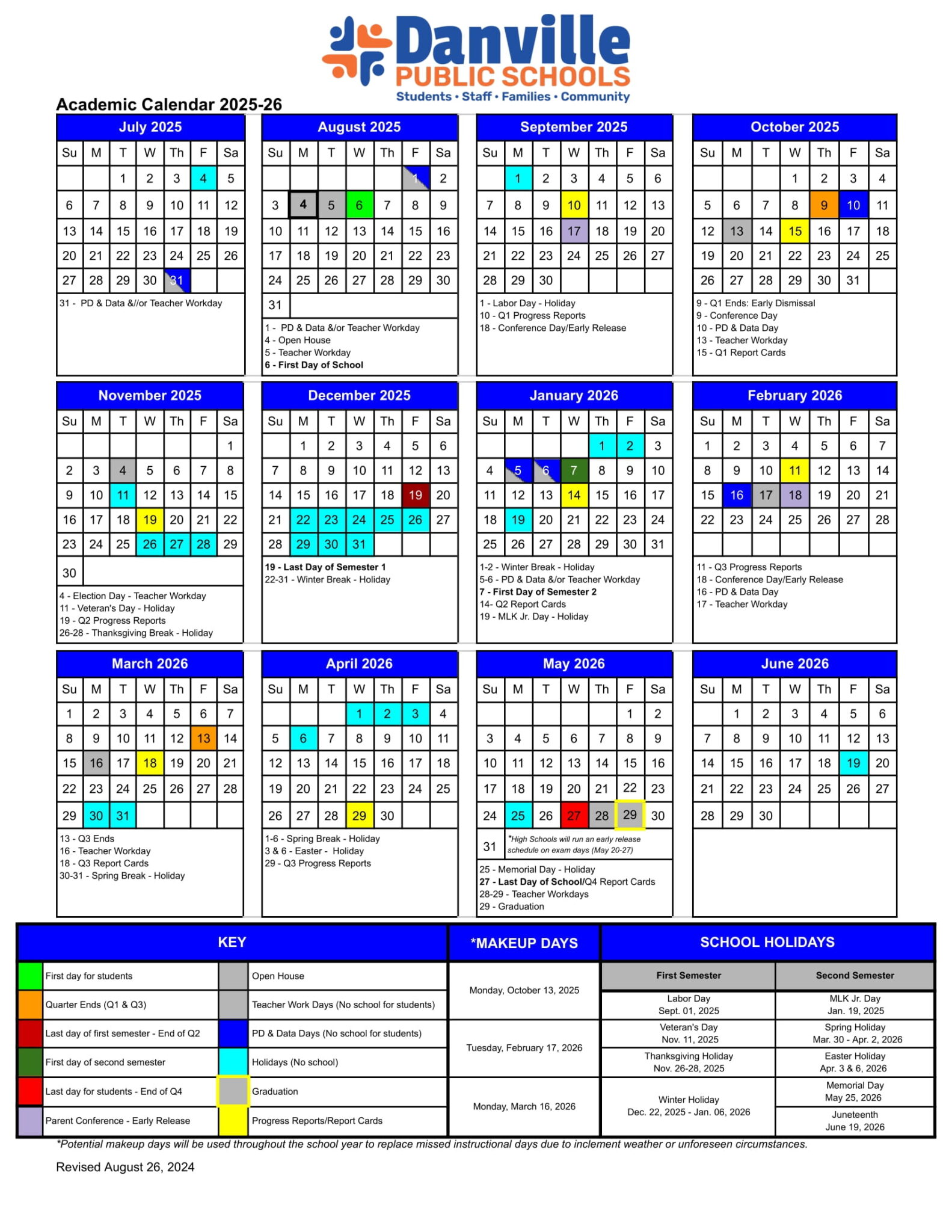 Danville public schools va calendar 25-26 Revised [PDF] - EduCounty