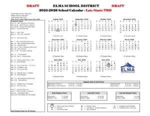 ELMA SCHOOL DISTRICT CALENDAR