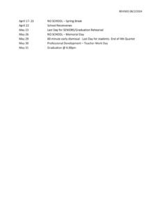 EAST CLINTON LOCAL DISTRICT CALENDAR