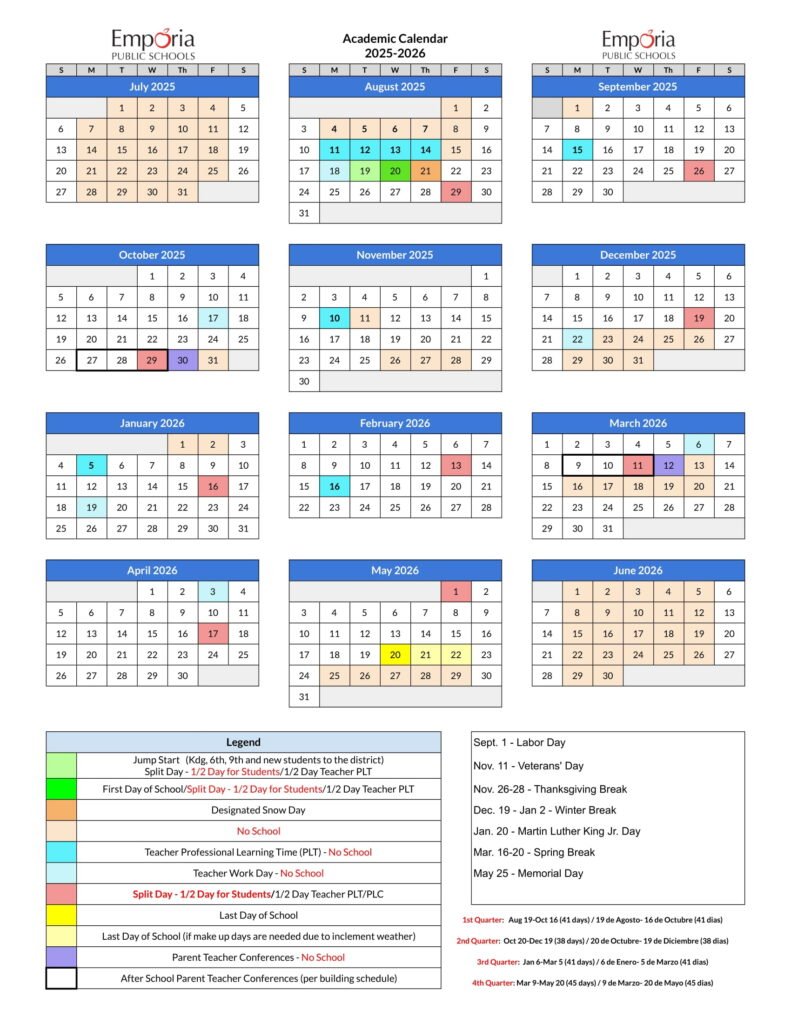 Emporia Public Schools Calendar