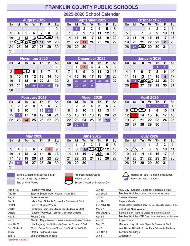 franklin county public schools calendar
