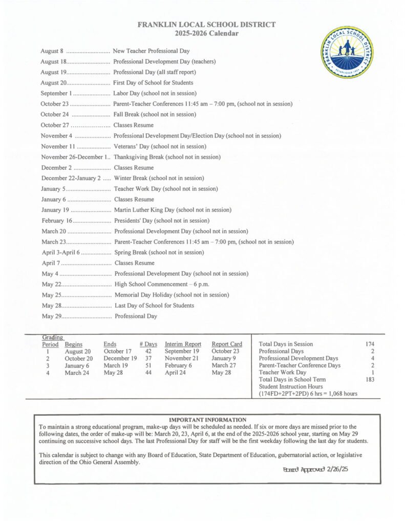 FRANKLIN LOCAL SCHOOL DISTRICT