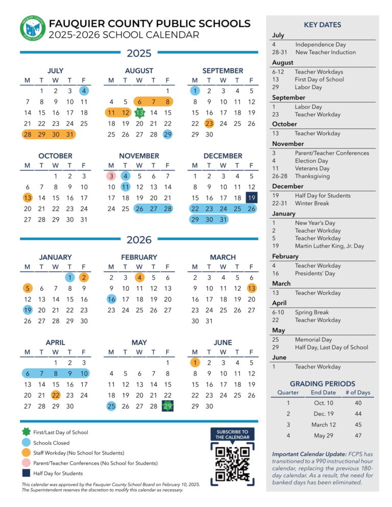 Fauquier County Public Schools Calendar 2526 Revised [PDF] EduCounty