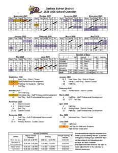 Garfield School District calendar 25-26