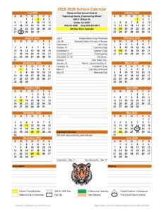 GLOBE HIGH SCHOOL CALENDAR
