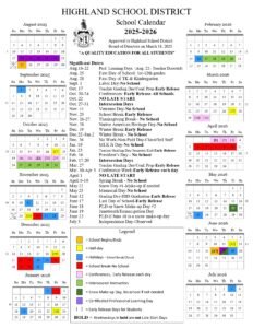Highland School District 203 CALENDAR
