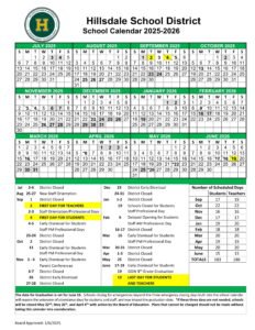 hillsdale public schools calendar