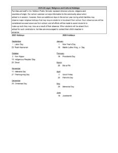 Holliston Public Schools Calendar