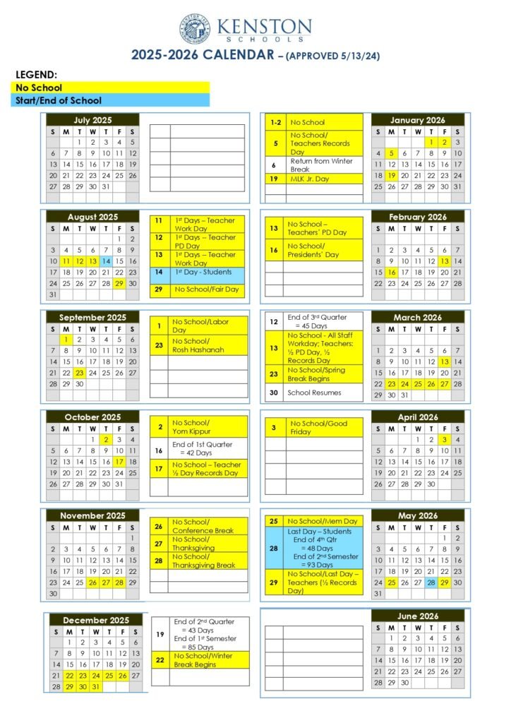 Kenston Schools calendar