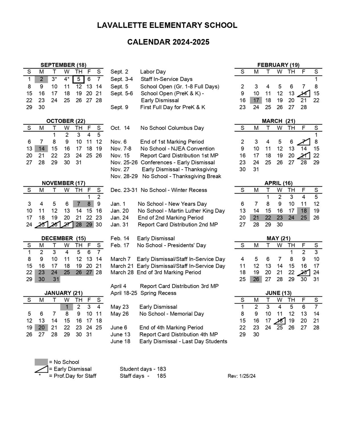 No School Calendar Card