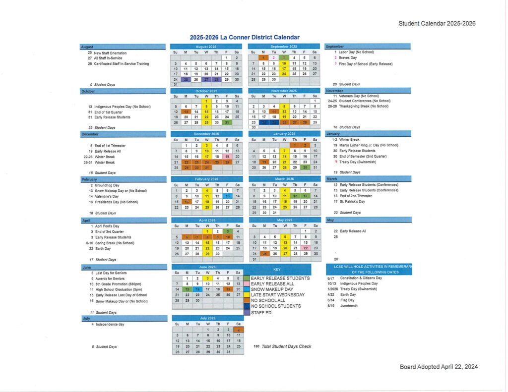 La Conner Schools CALENDAR