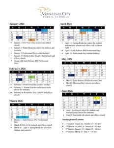 Manassas City Public Schools Calendar