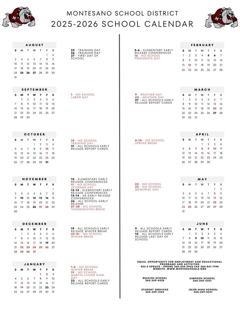 Montesano school district calendar