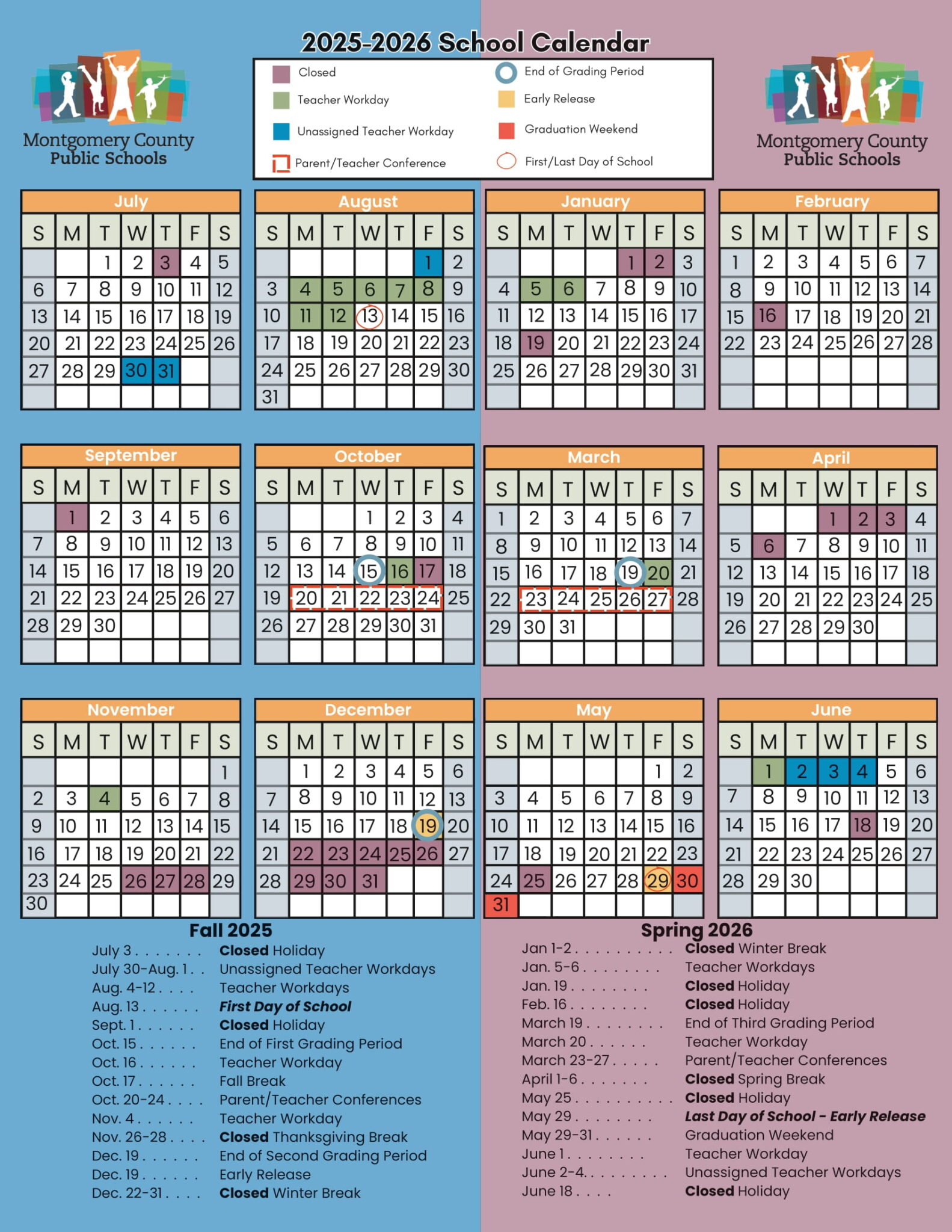Montgomery County Public School Calendar 2526 Revised [pdf] EduCounty