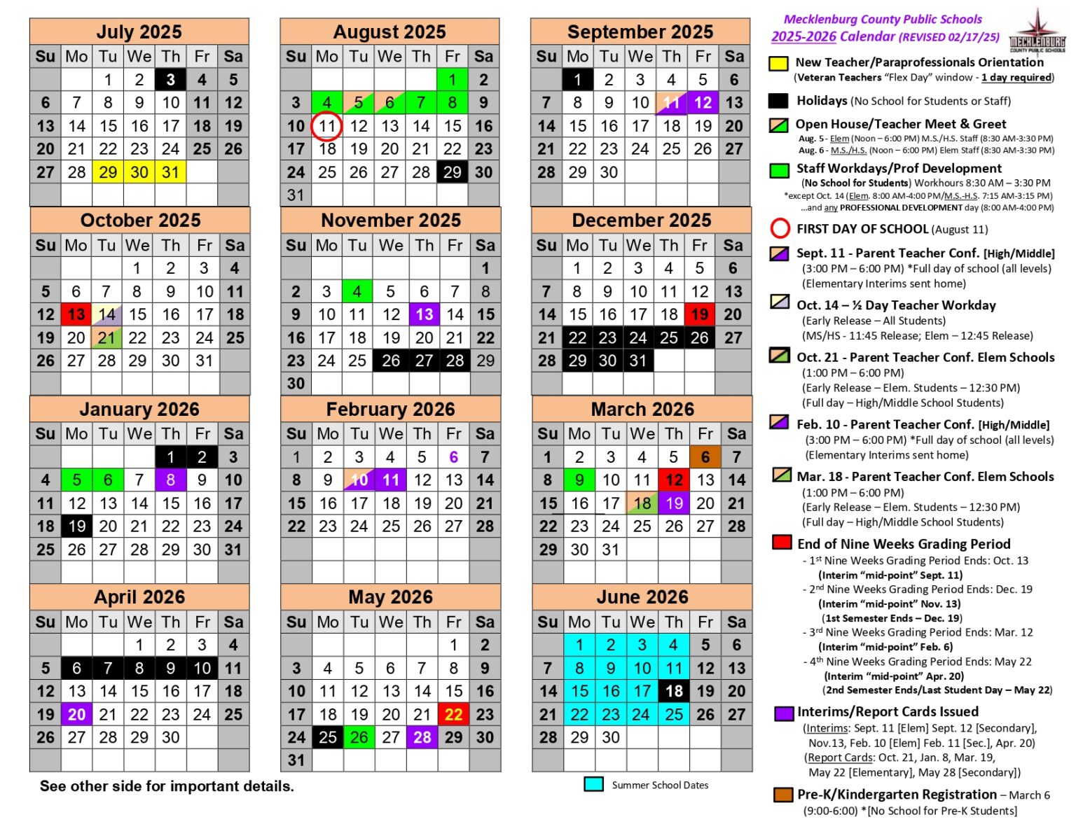 Mecklenburg County Public Schools Calendar 25 26 Revised PDF EduCounty