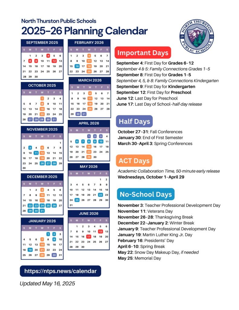 North Thurston Public Schools calendar