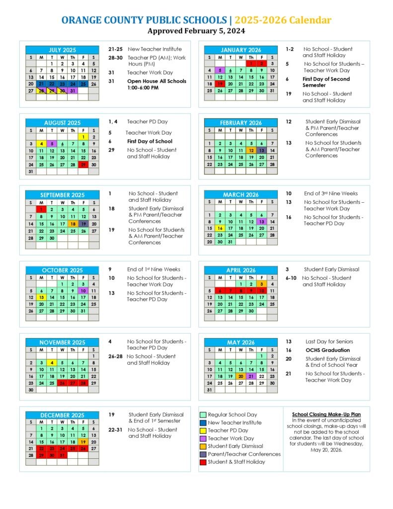 Orange County VA Public Schools Calendar
