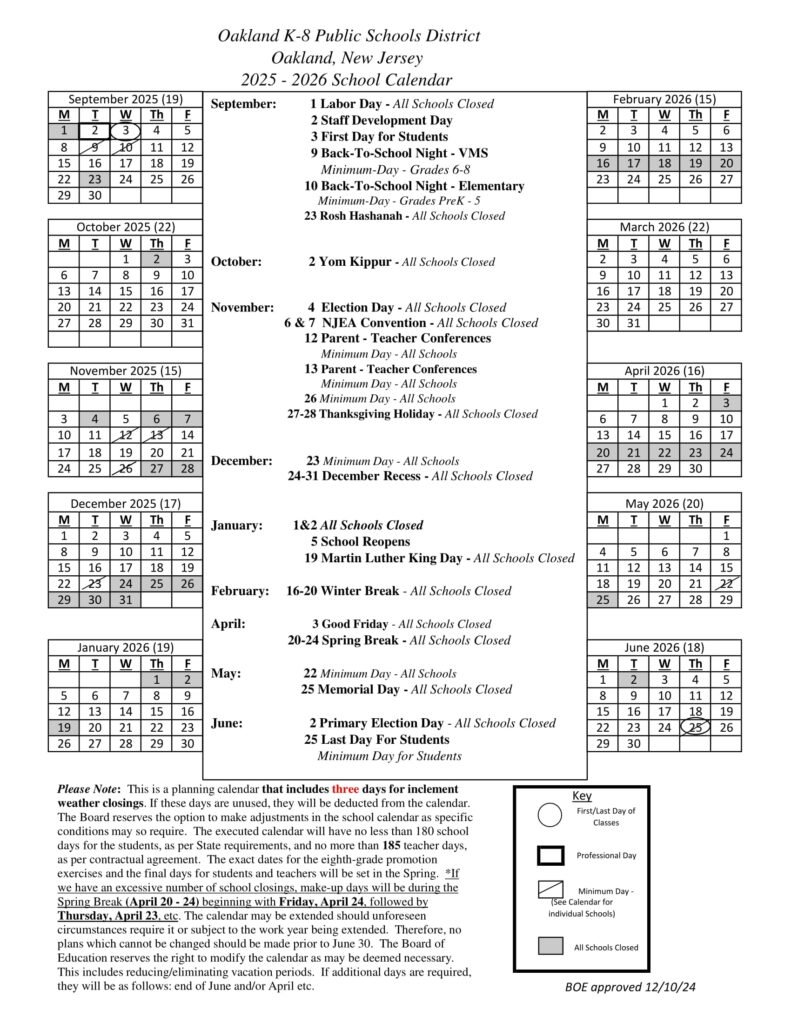 oakland k8 public schools calendar