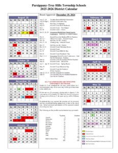 Parsippany High School calendar