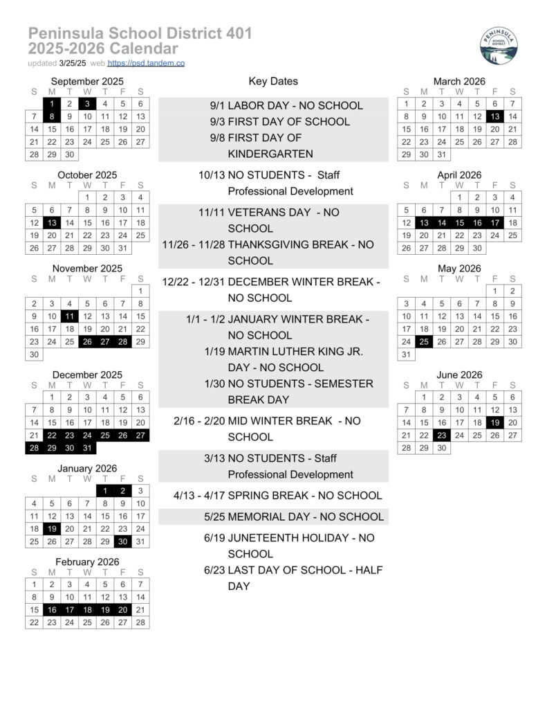 Peninsula School District Calendar 25 26 Revised PDF EduCounty peninsula-school-district-calendar-25-26-revised-pdf-educounty