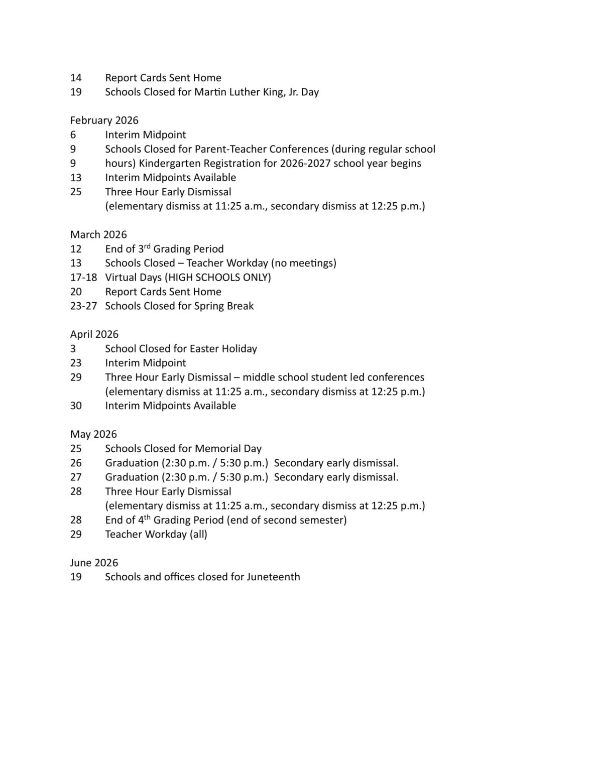 Roanoke County Public Schools Calendar 2526 Revised [PDF] EduCounty