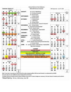 School District of the Chathams Calendar