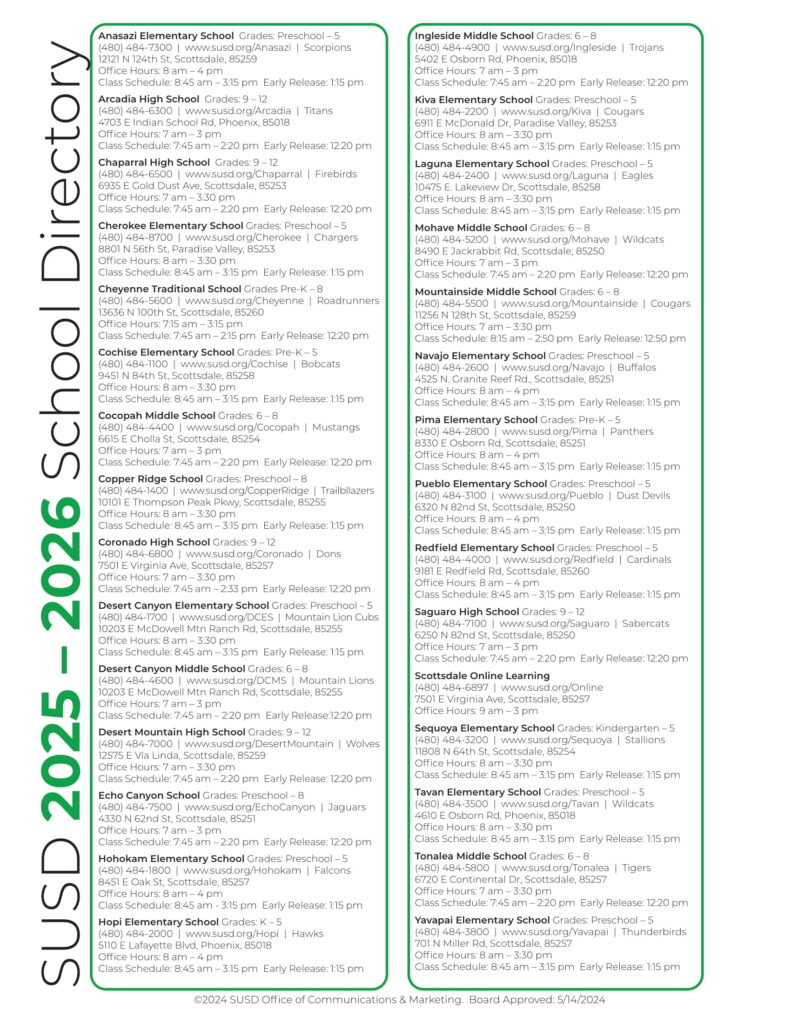 Scottsdale Unified School District AZ Calendar 2526 Revised [PDF