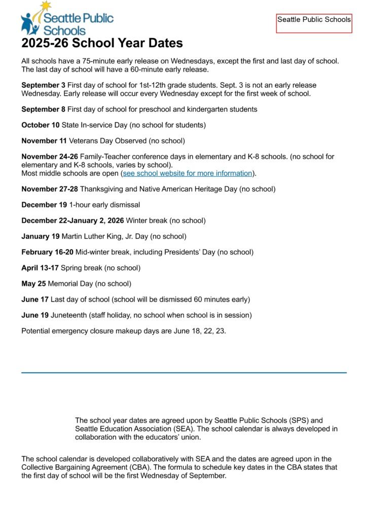 seattle public schools calendar