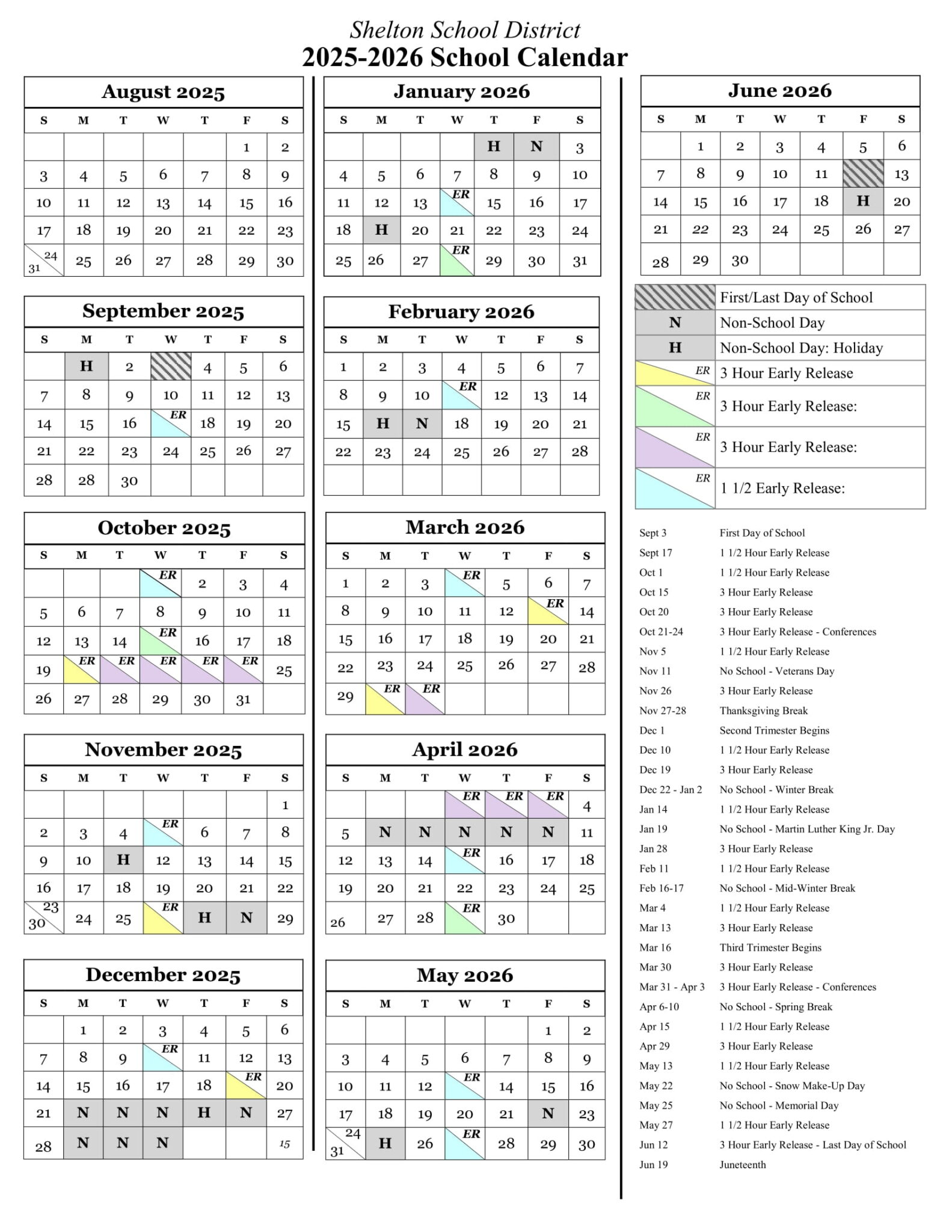 Shelton School District wa Calendar 25 26 Revised PDF EduCounty