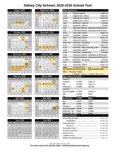 sidney city schools calendar