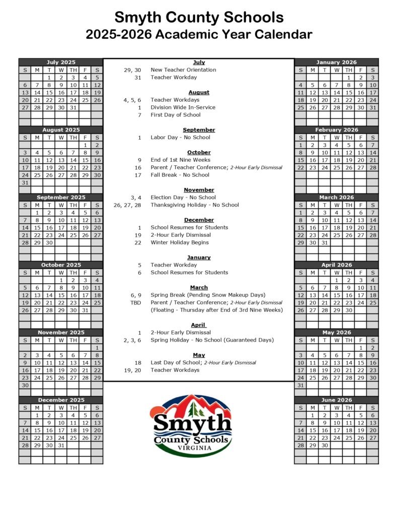 Smyth County Public Schools Calendar