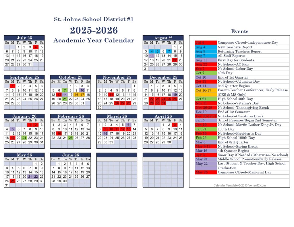 St Johns School District Calendar 25 26 revised EduCounty
